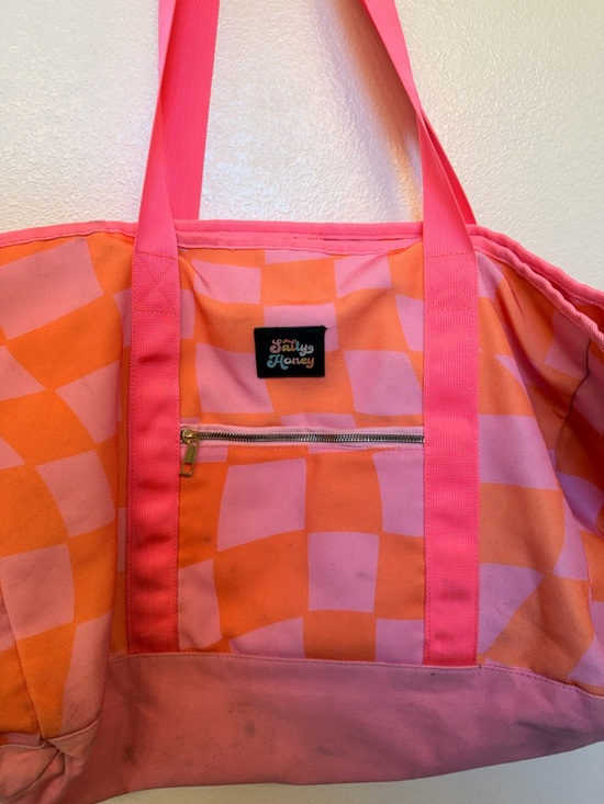 Salty Honey Handbags - Pink & Orange SALTY HONEY Checkered Tote Bag
